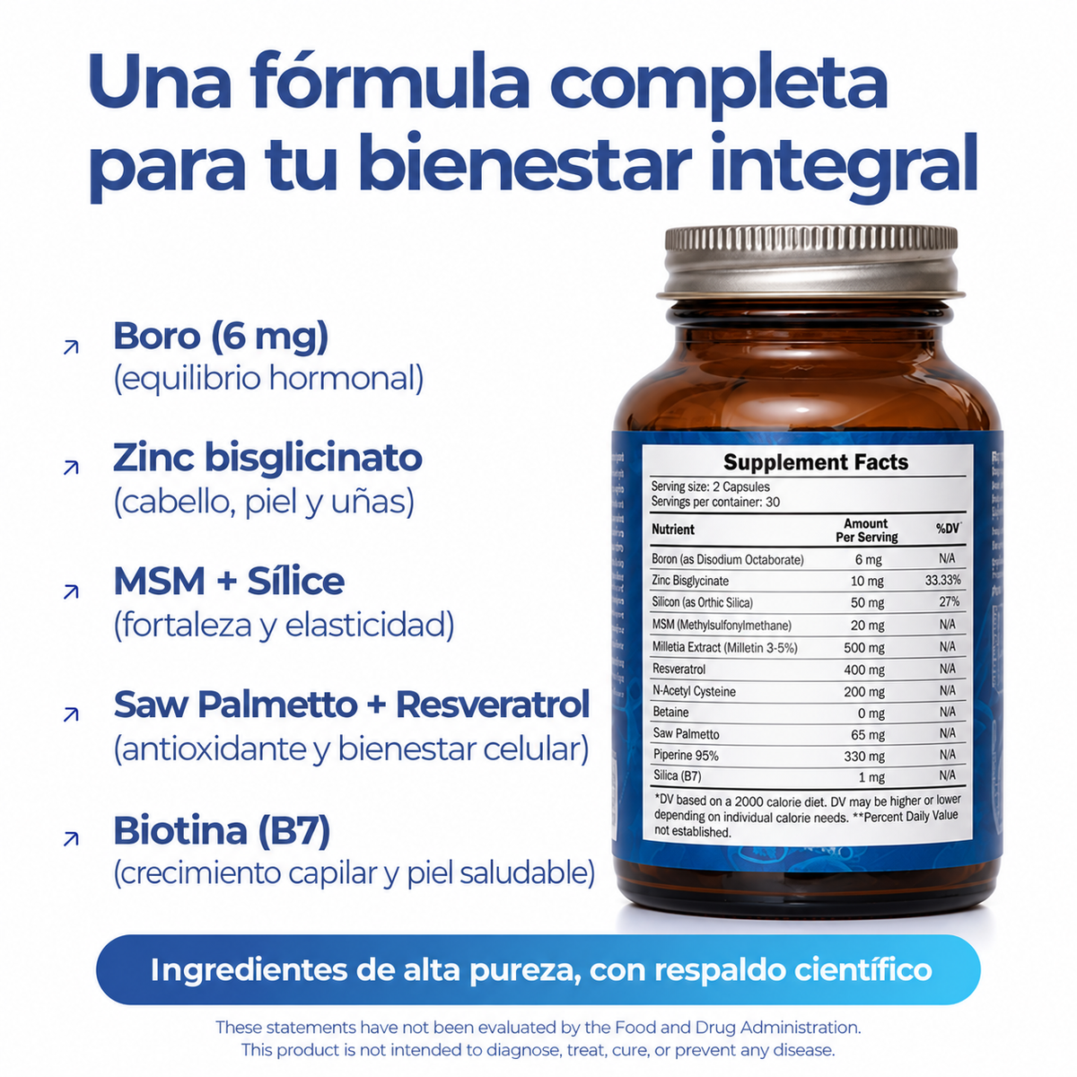 BM10 Max | Boro + Biotina para cabello, piel y uñas desde adentro