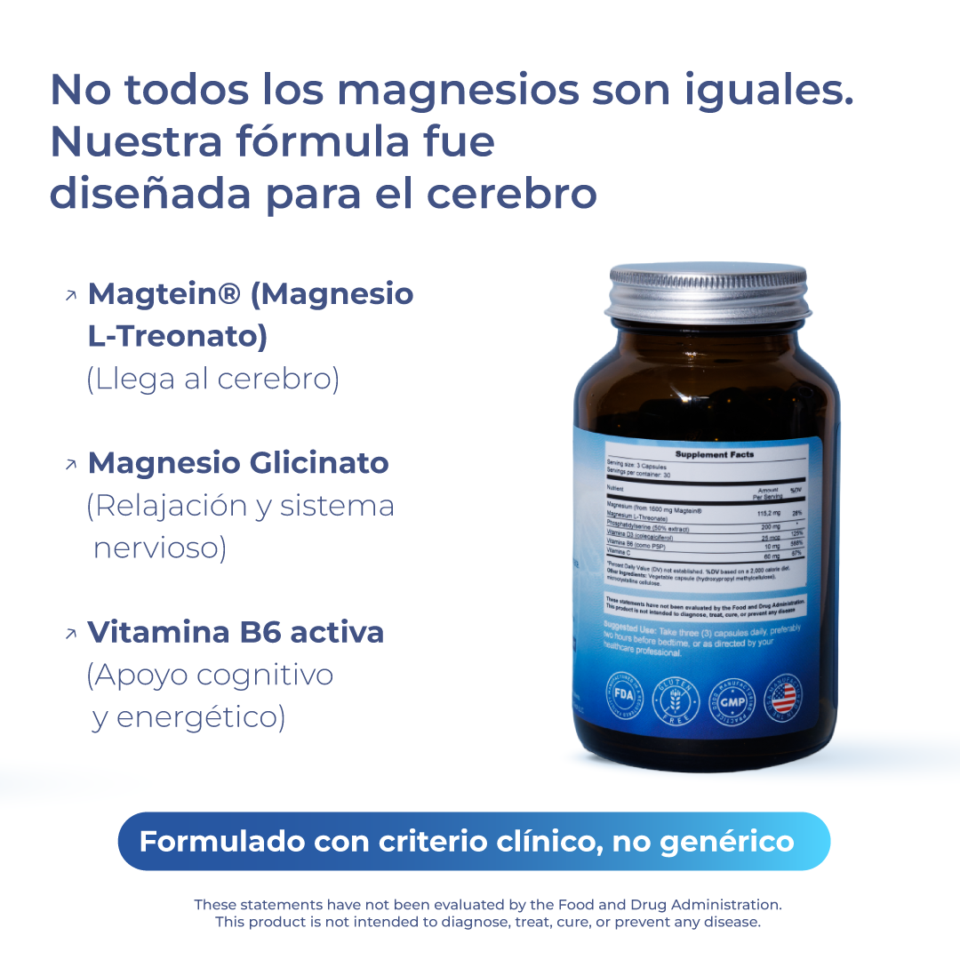 Focus+ | Magtein® magnesio L-treonato para memoria y enfoque