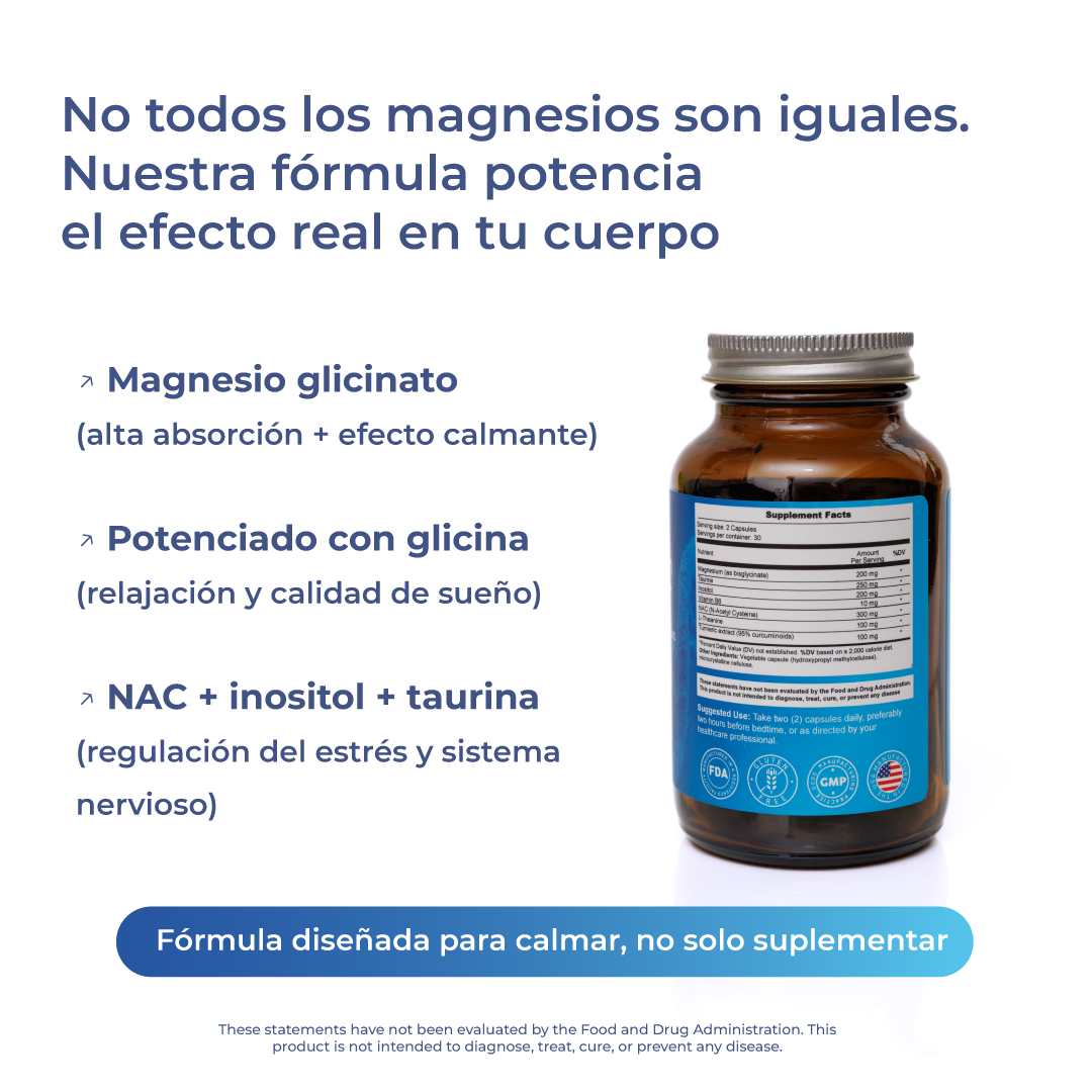 Magnesium Glycinate + | Magnesio bisglicinato con NAC e inositol para el descanso